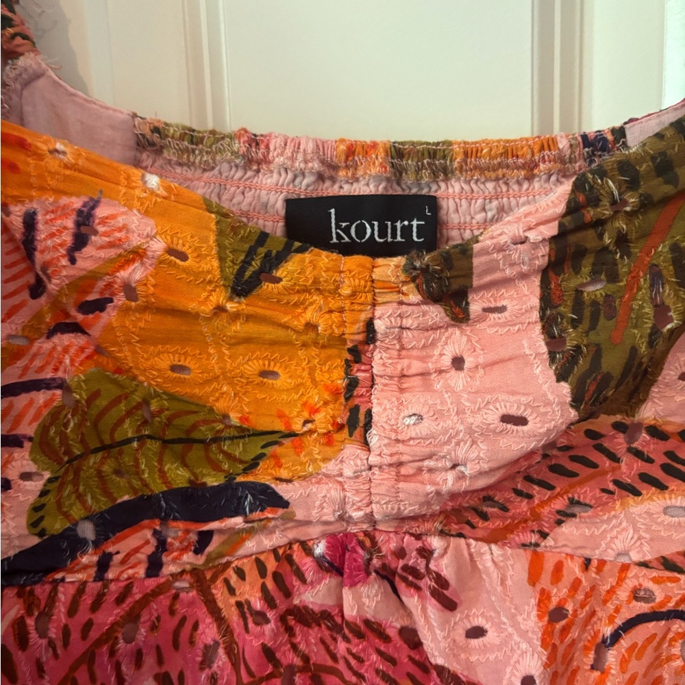 Kourt Few Moda Robbie Palm Print Eyelet Dress - Picture 8 of 13